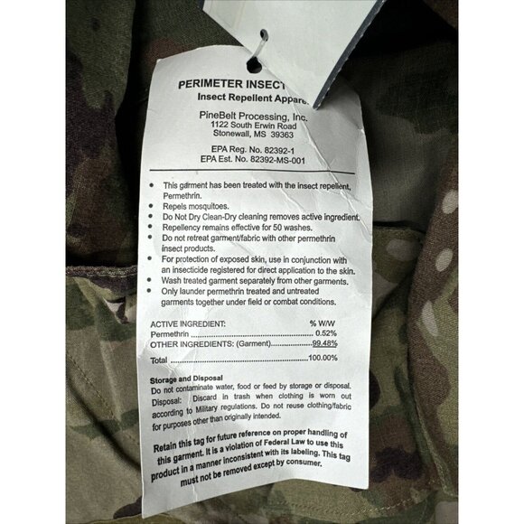 Military Coat Army Combat Uniform Insect Shield Camo Jacket Medium Long NEW - Picture 7 of 7